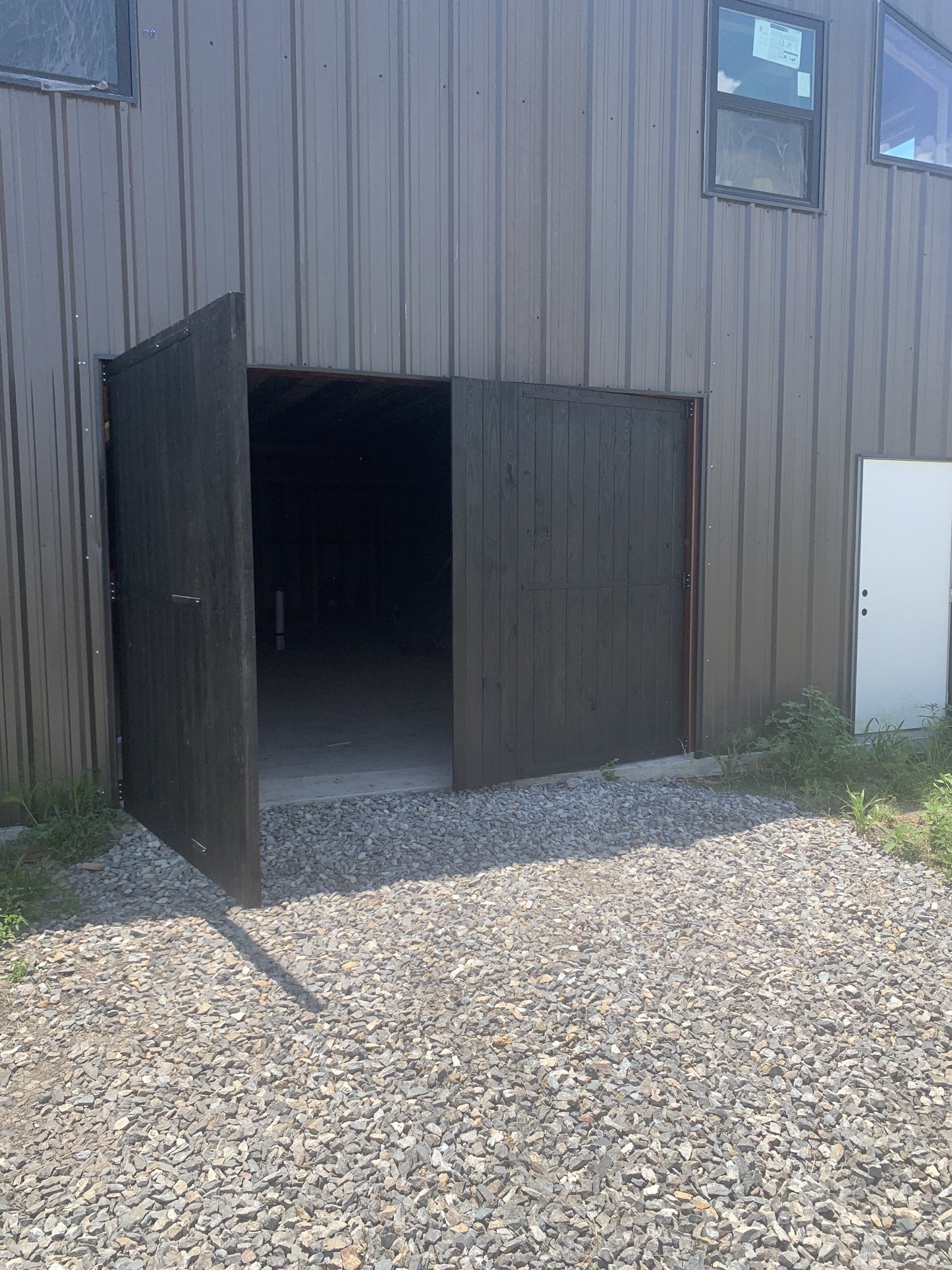 Flat Board Double Barn Door with Rustic Finish