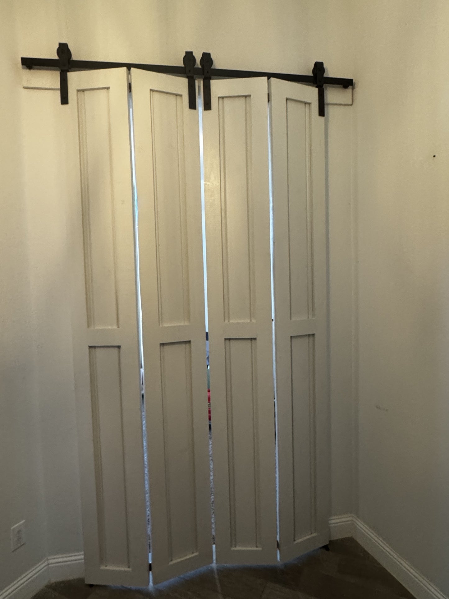 Four-Panel Foldable Barn Door with Black Hardware