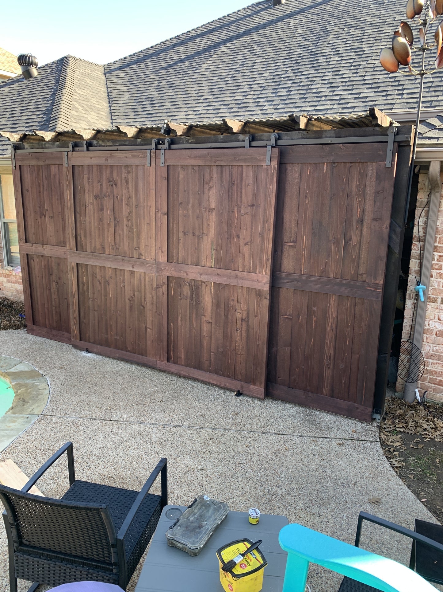 Flat Board Sliding Barn Door with Metal Hardware