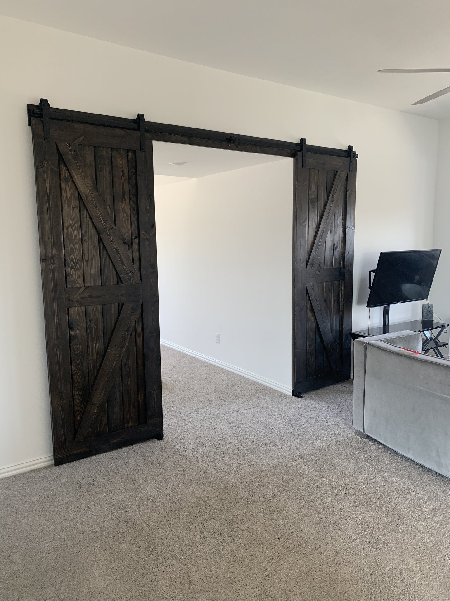 X-Brace Dark Wood Barn Door System