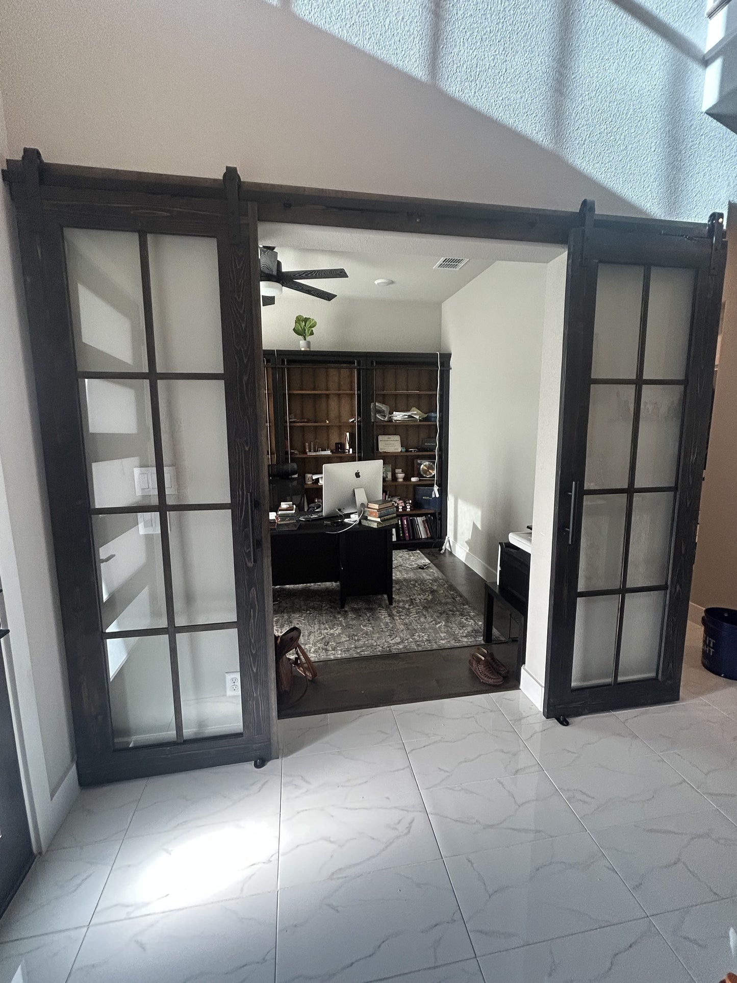 Classic Window Pane Glass Barn Door System