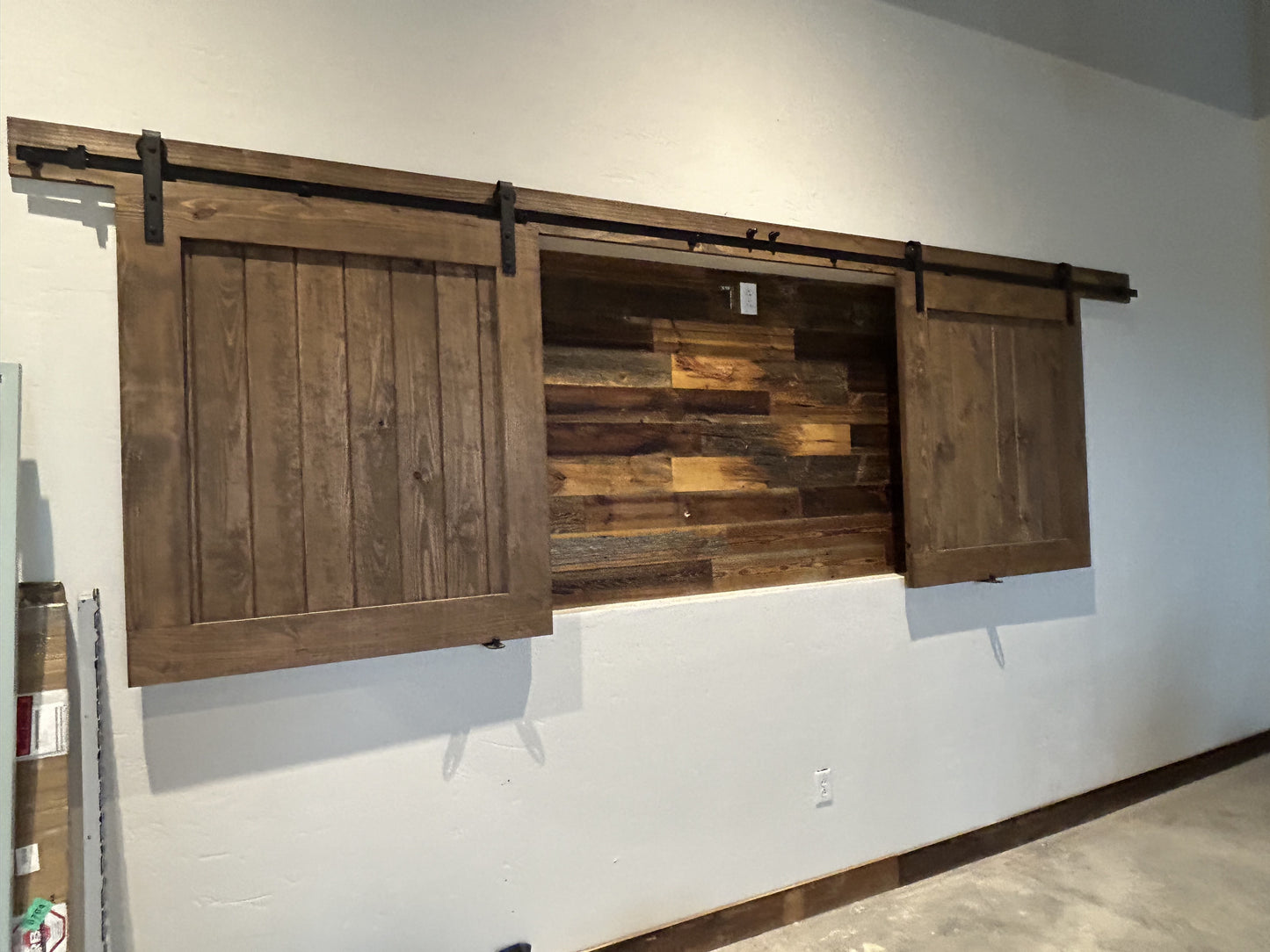 Rustic Sliding Barn Door with Horizontal Slat Design