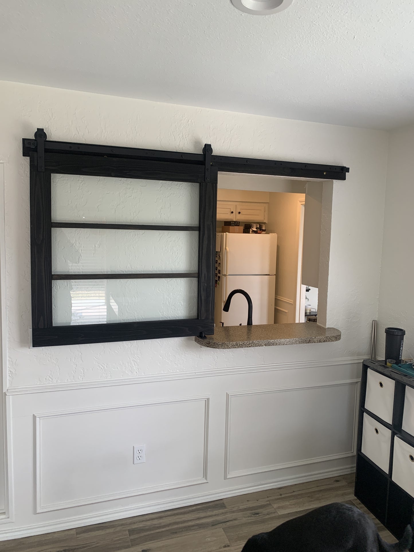 Sliding Barn Door with Horizontal Glass Slats