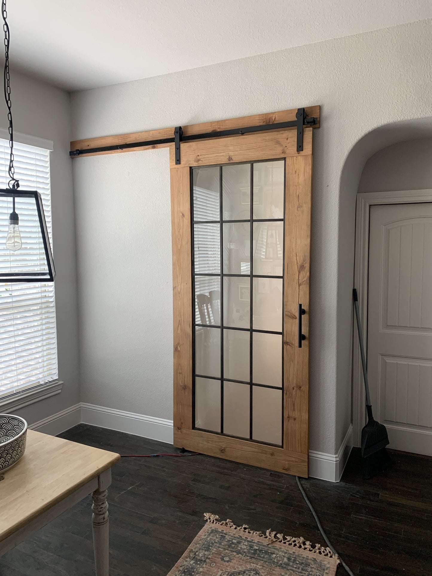 Rustic Sliding Barn Door with Full-Length Windowpanes