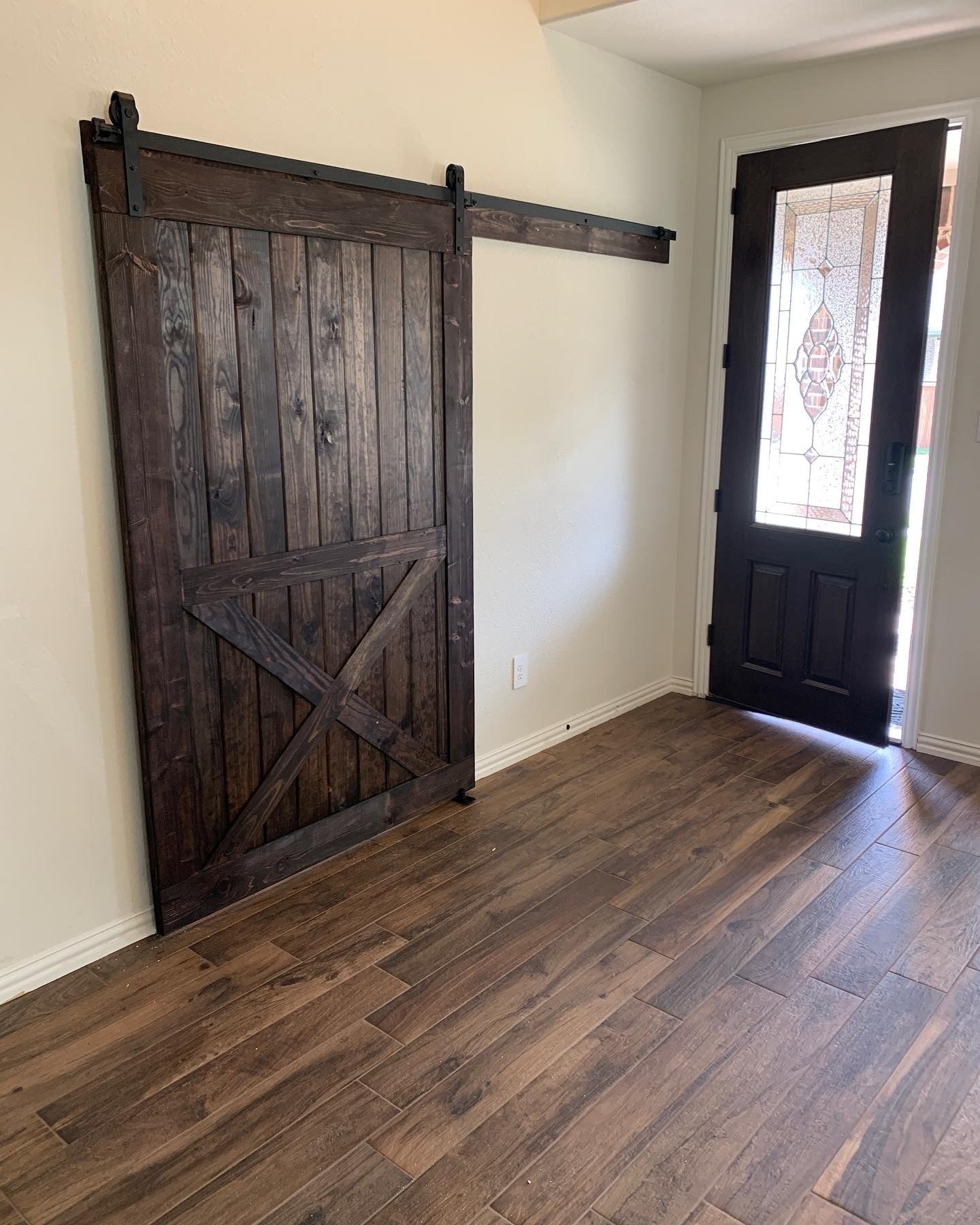 X-brace Rustic Barn Door with Dark Finish