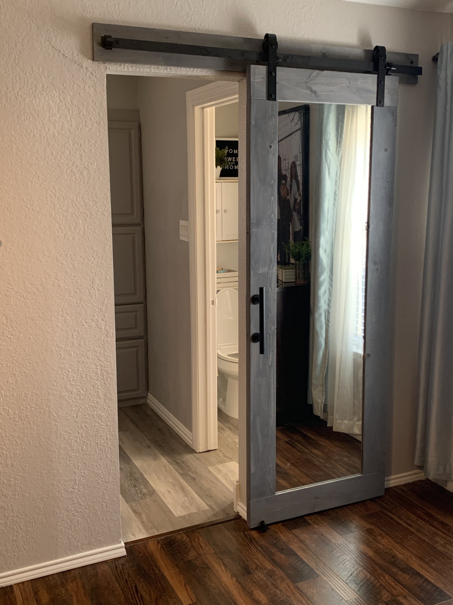 Full Mirror Barn Door with Flat Board Design