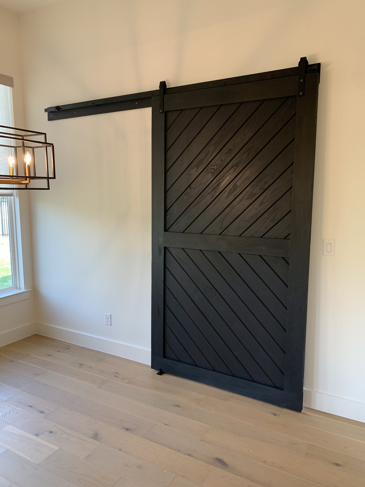 Chevron Barn Door with Black Finish