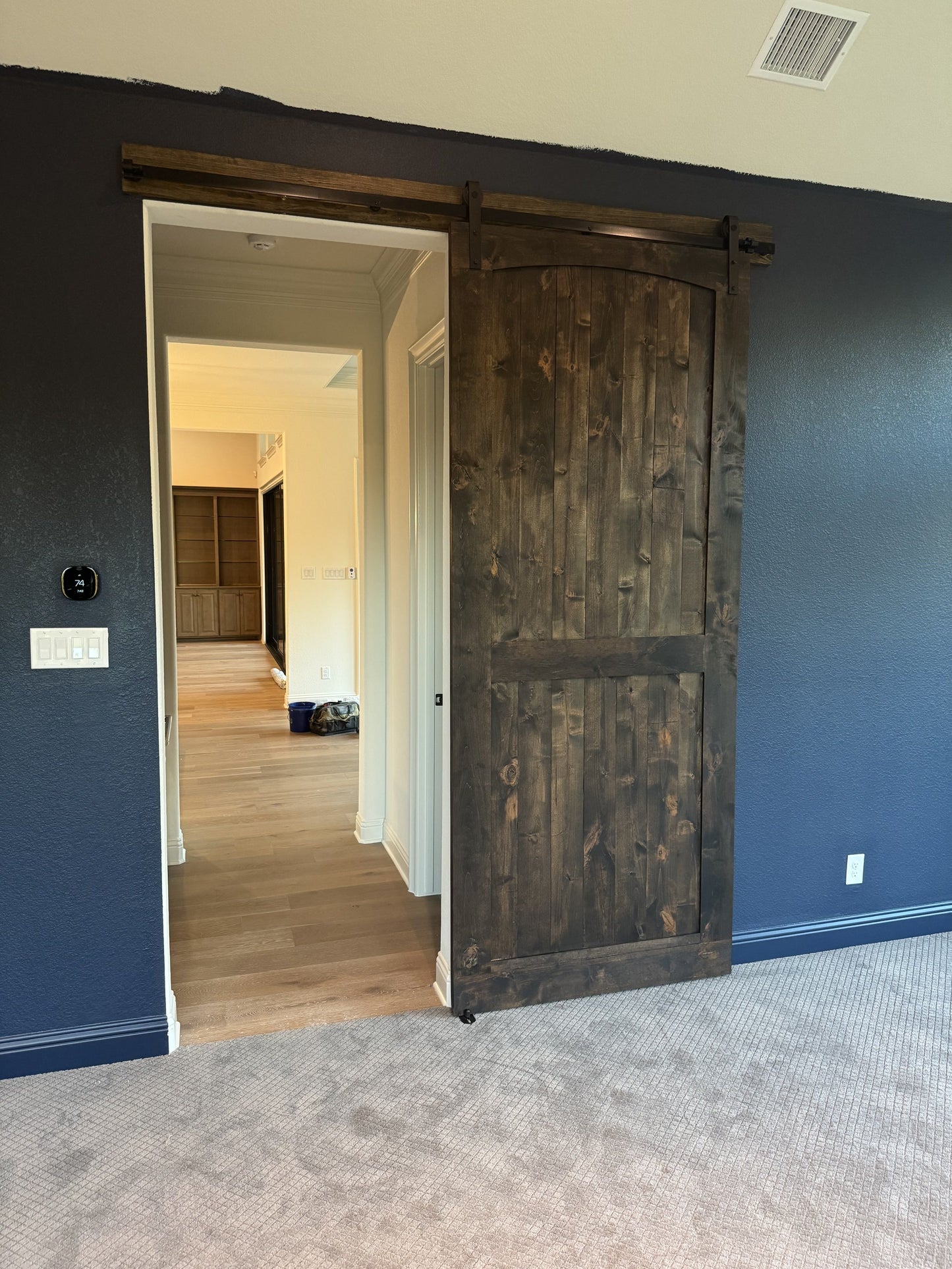 Rustic Sliding Barn Door with Dark Wood Finish