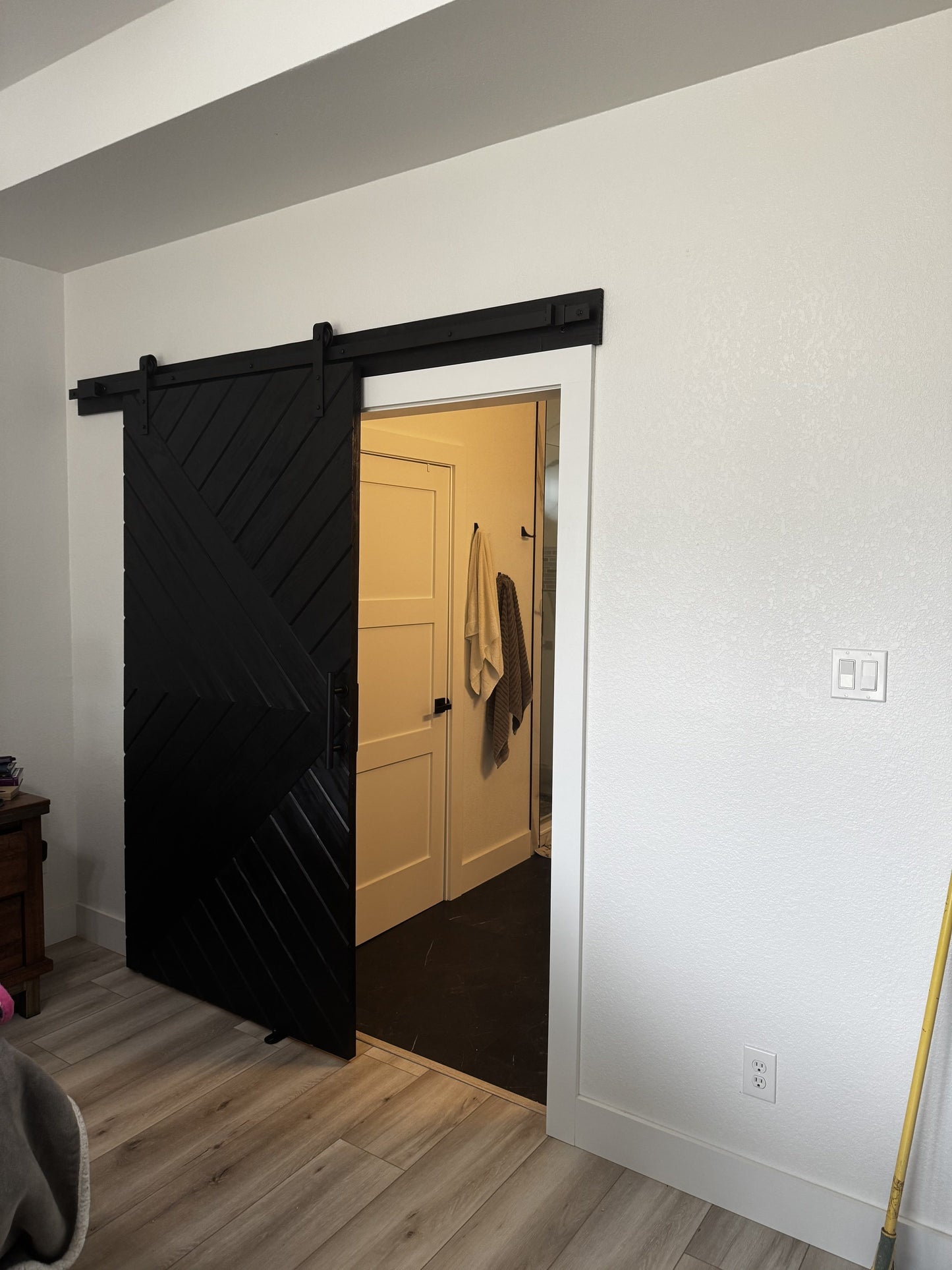 Chevron Barn Door with Black Finish