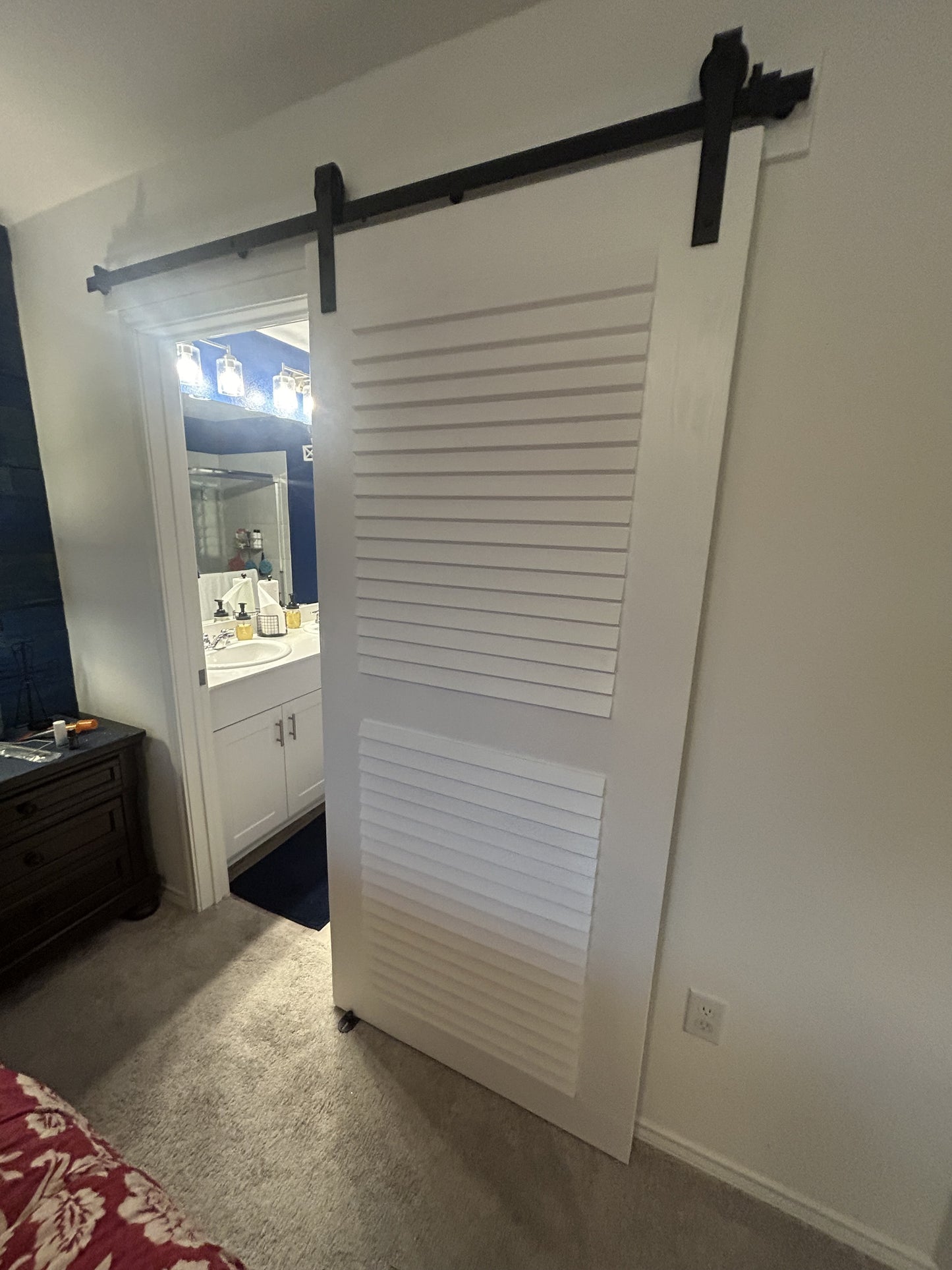 Horizontal Slat Barn Door with Sliding Hardware