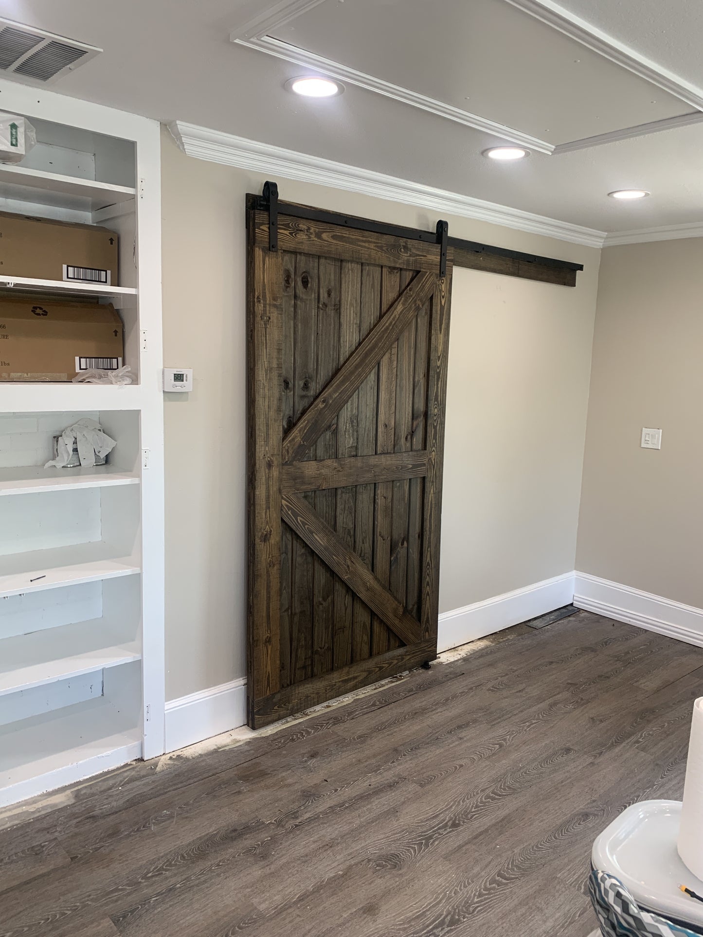 Rustic X-Brace Barn Door with Industrial Hardware