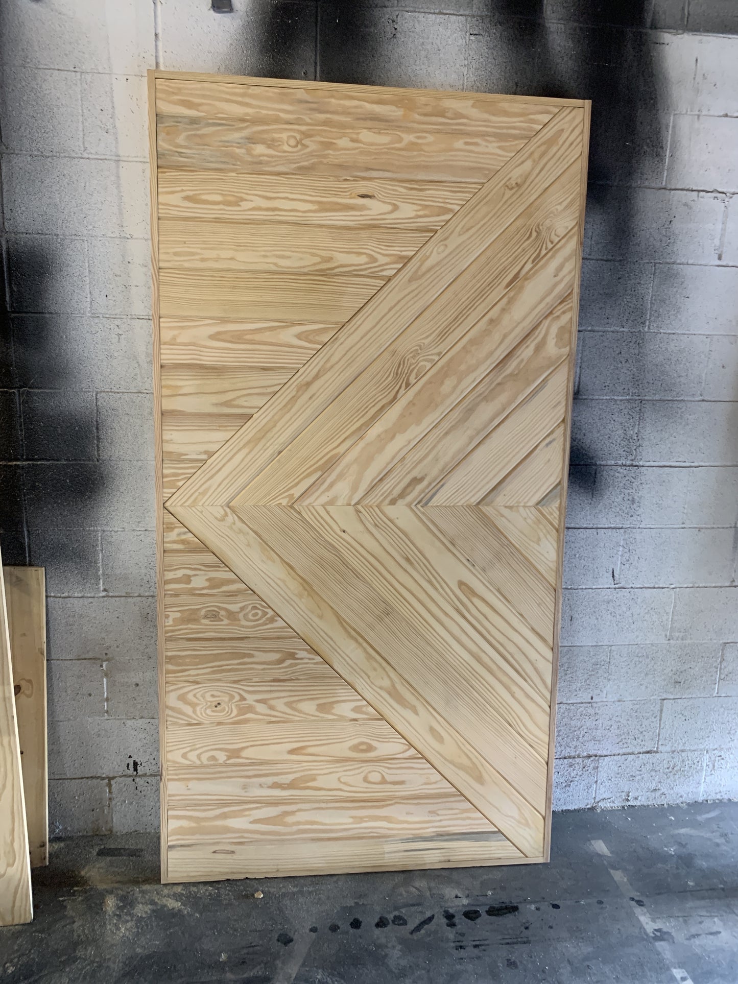 Diagonal Slat Wooden Door with Natural Finish