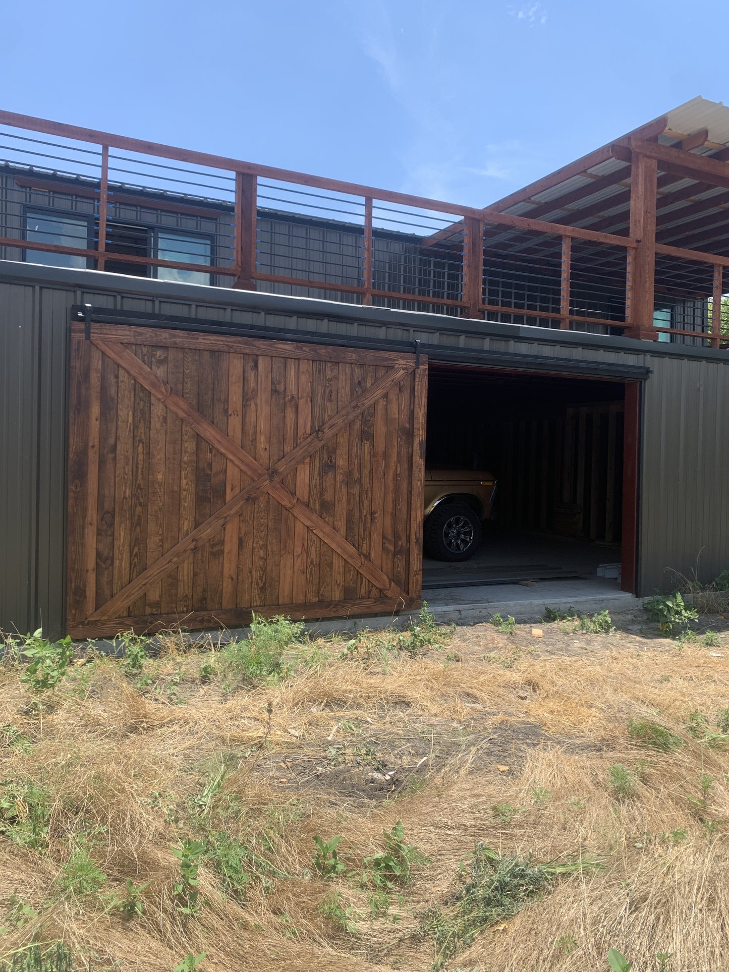 X-Brace Barn Door with Rustic Wood Finish