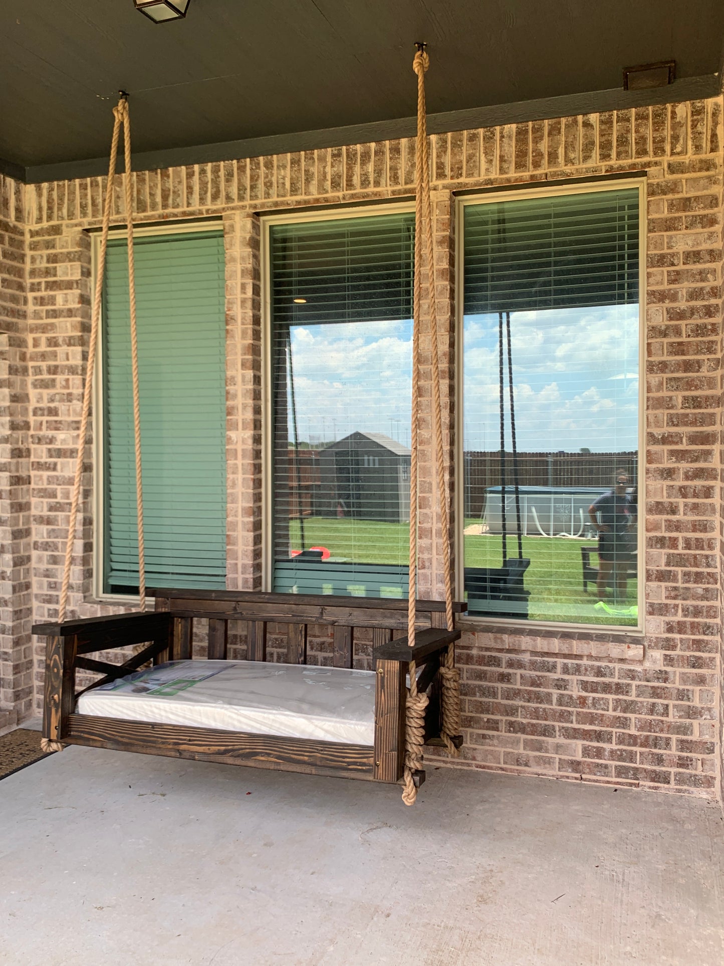 Crib Size Porch Swing with Rustic Rope