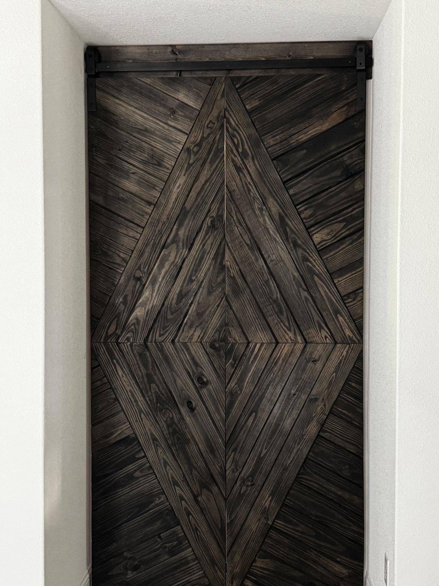 Herringbone Barn Door with Metal Frame