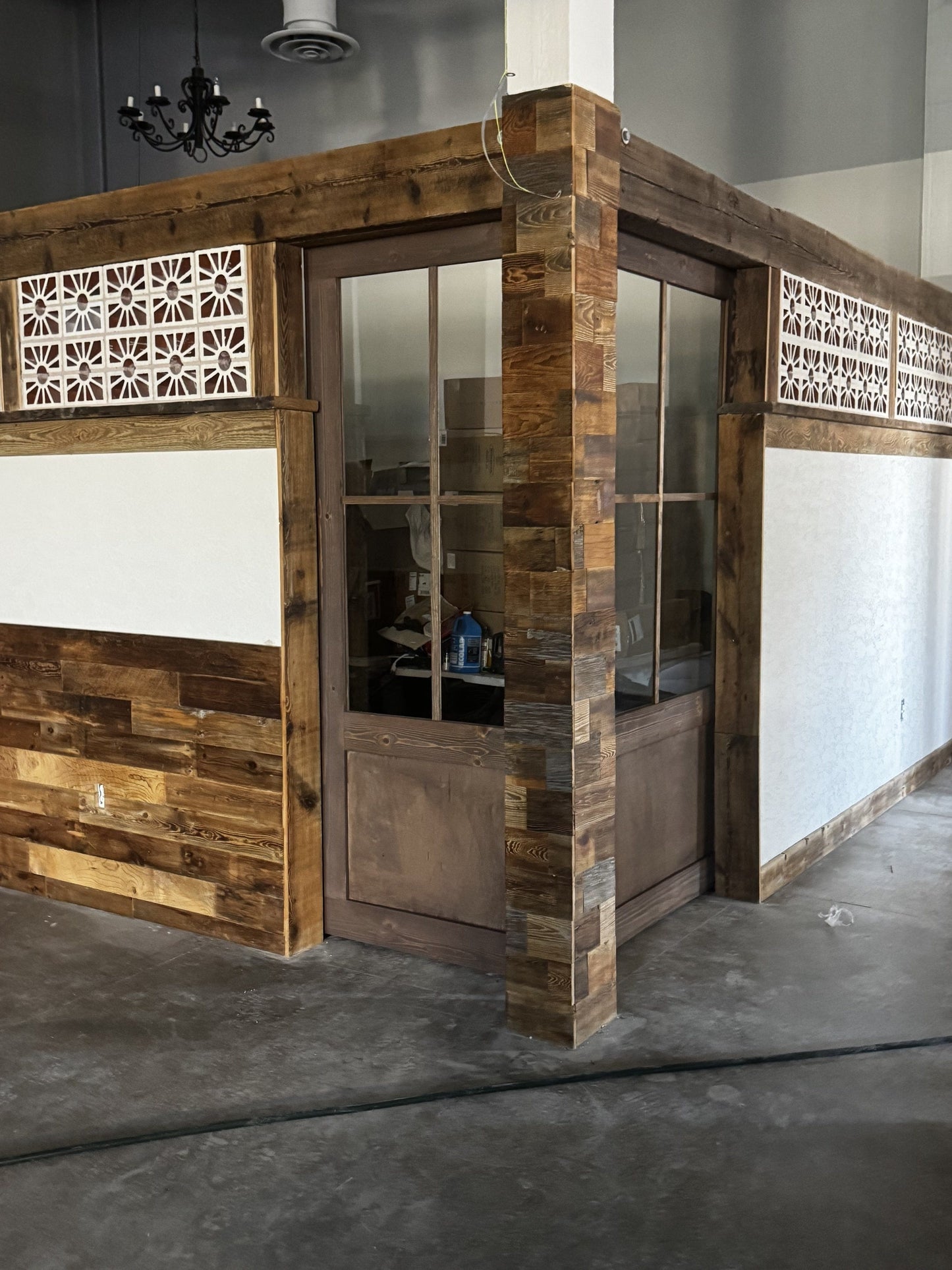 Rustic Custom Barn Door with Glass Panels