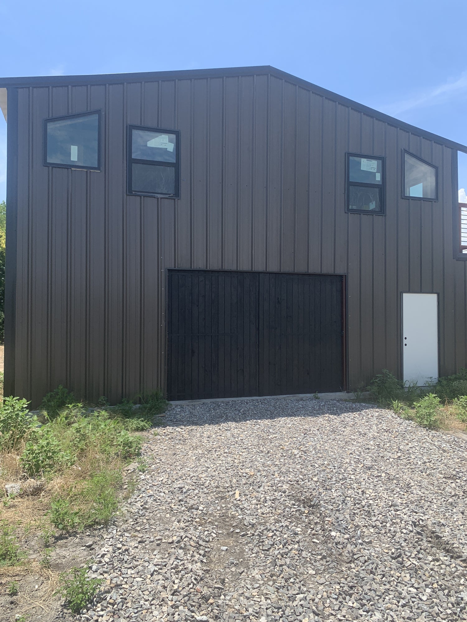 Flat Board Barn Door with Dark Finish