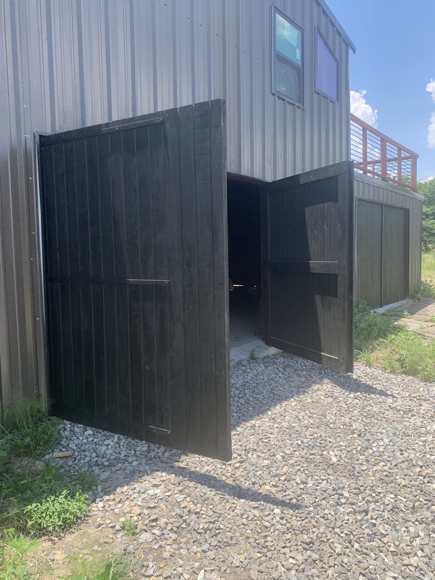 Flat Board Barn Door with Black Stain Finish