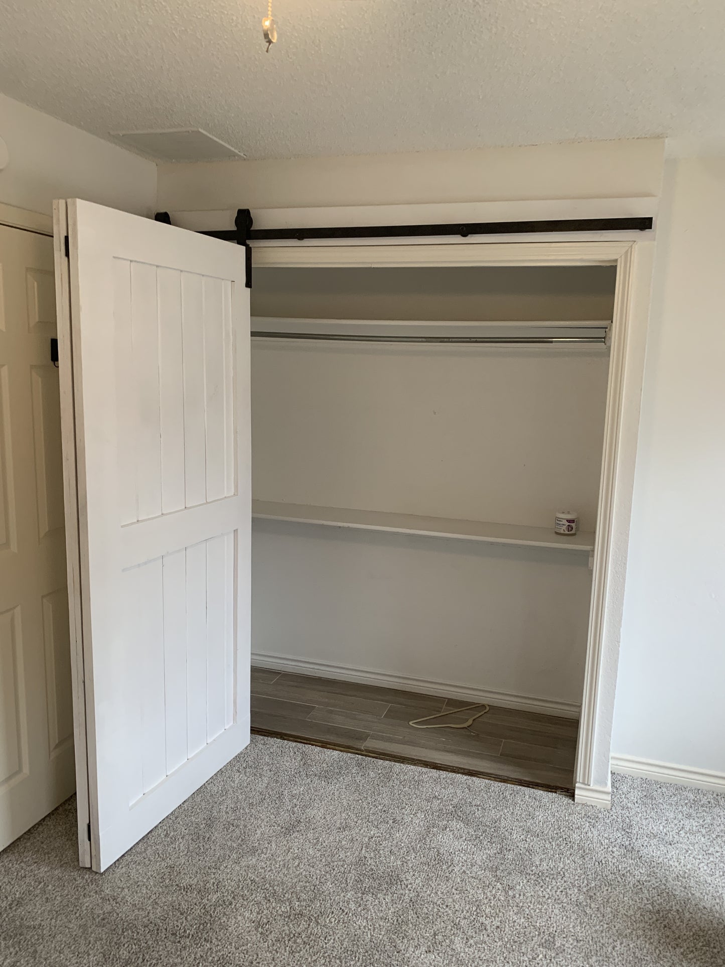 Flat Board Barn Door with Rustic Hardware