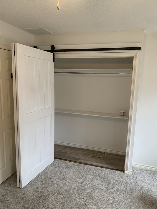 Flat Board Barn Door with Rustic Hardware