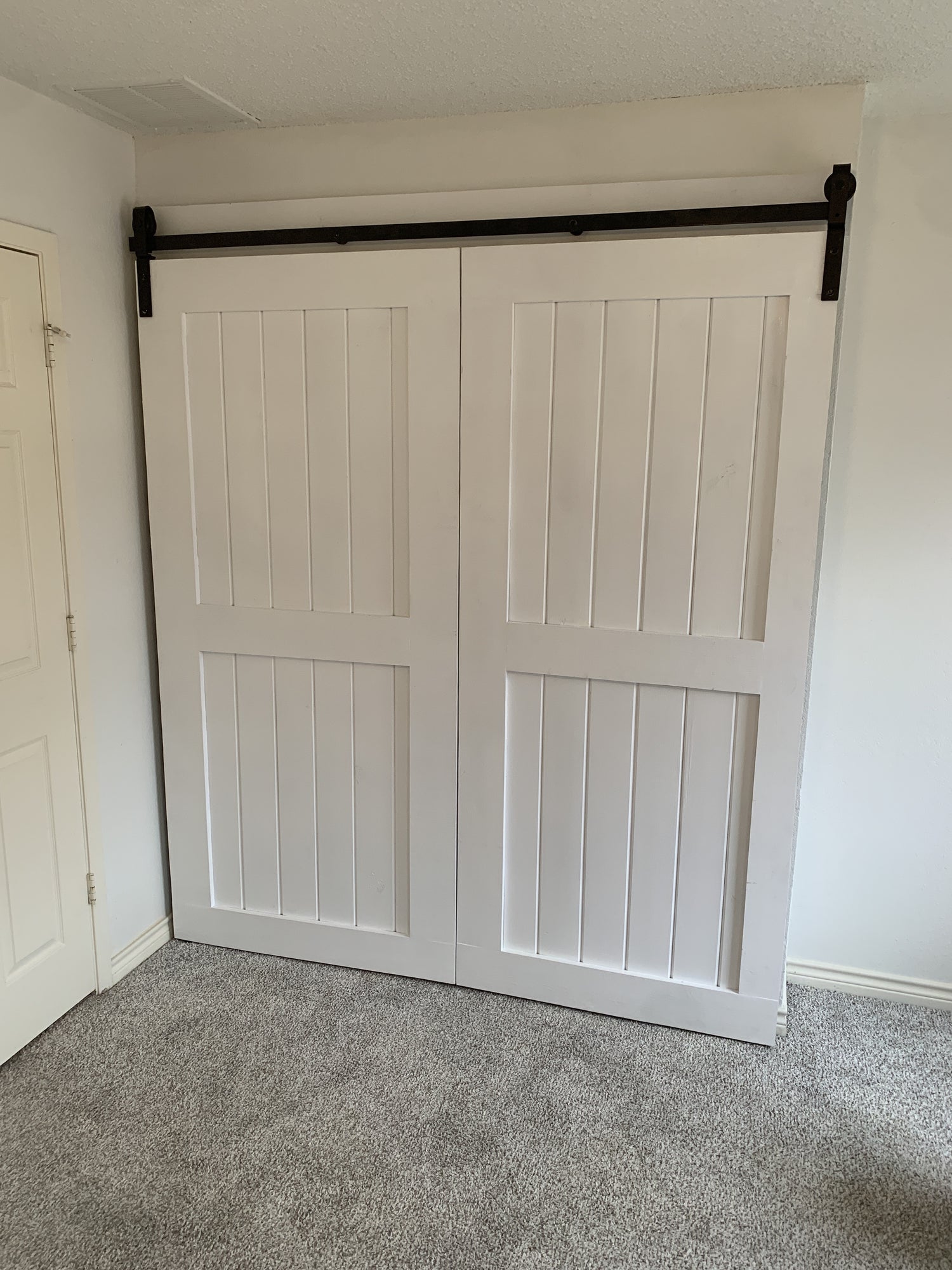 Flat Panel Barn Door with Black Hardware