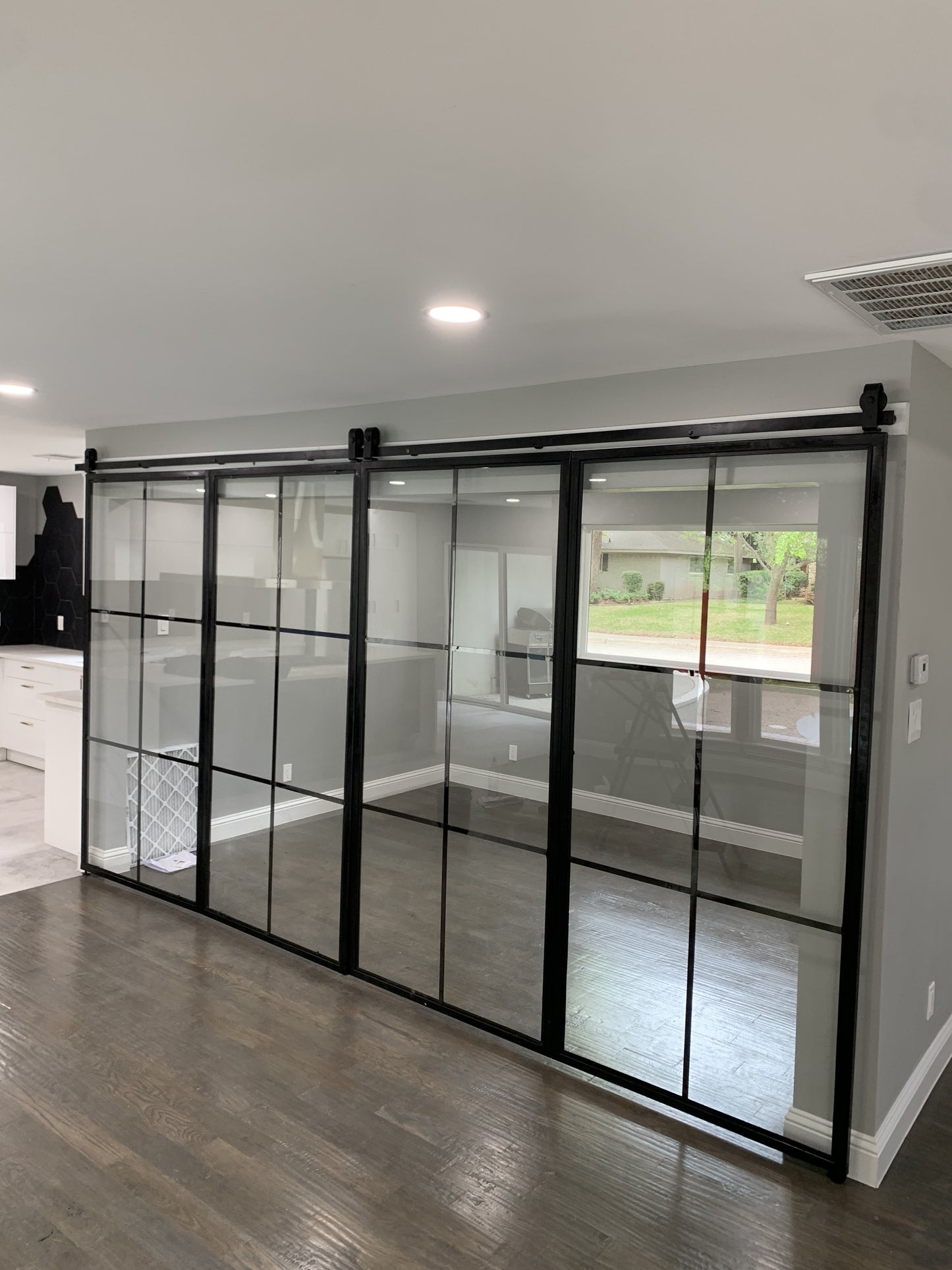 Modern Industrial Black Frame Sliding Barn Door System