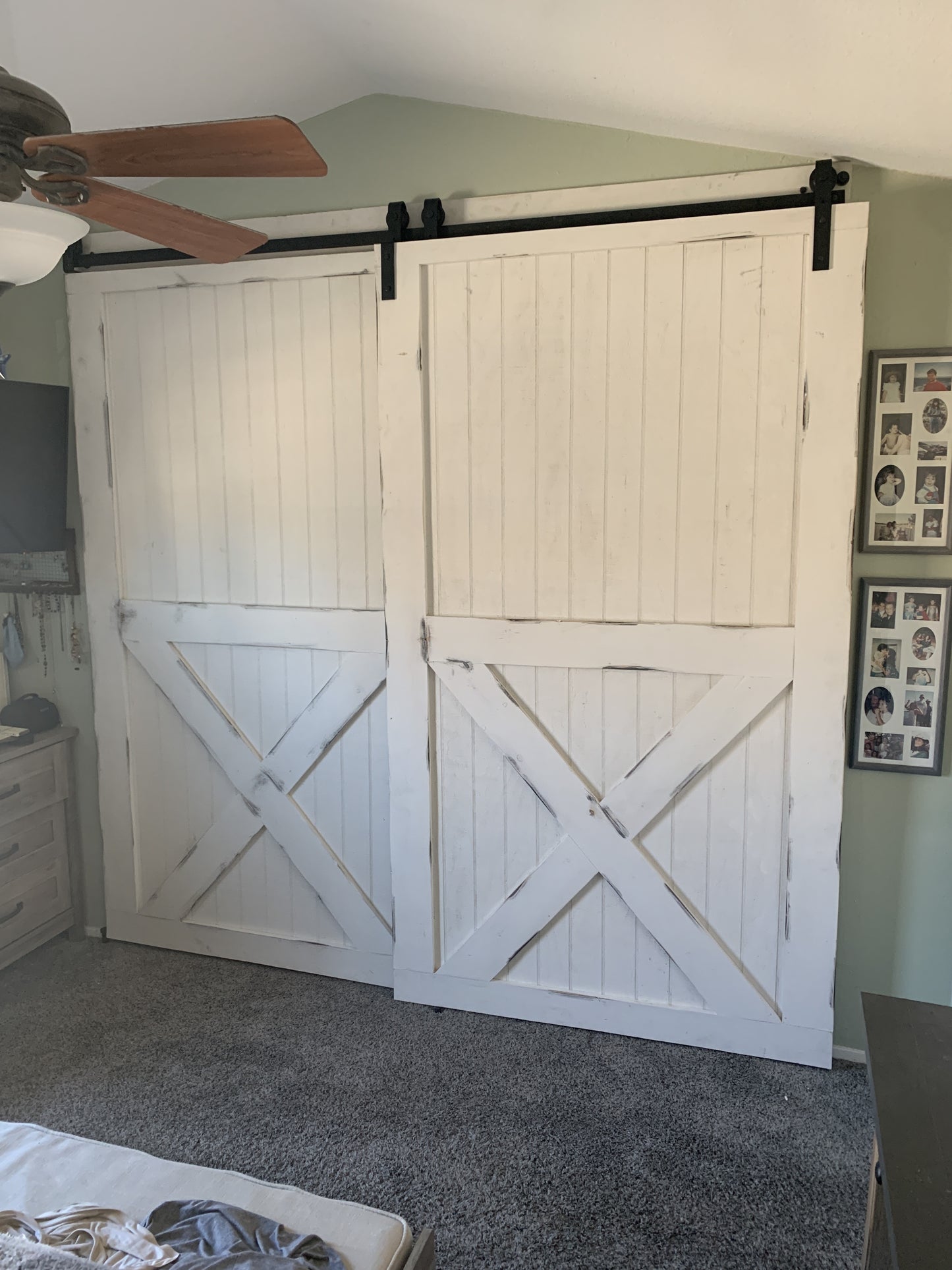 White X-Brace Barn Doors with Sliding Hardware