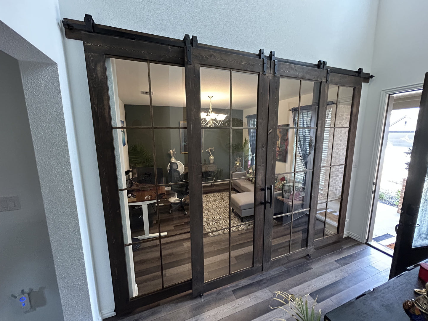 Vintage Style Barn Door with Glass Panels