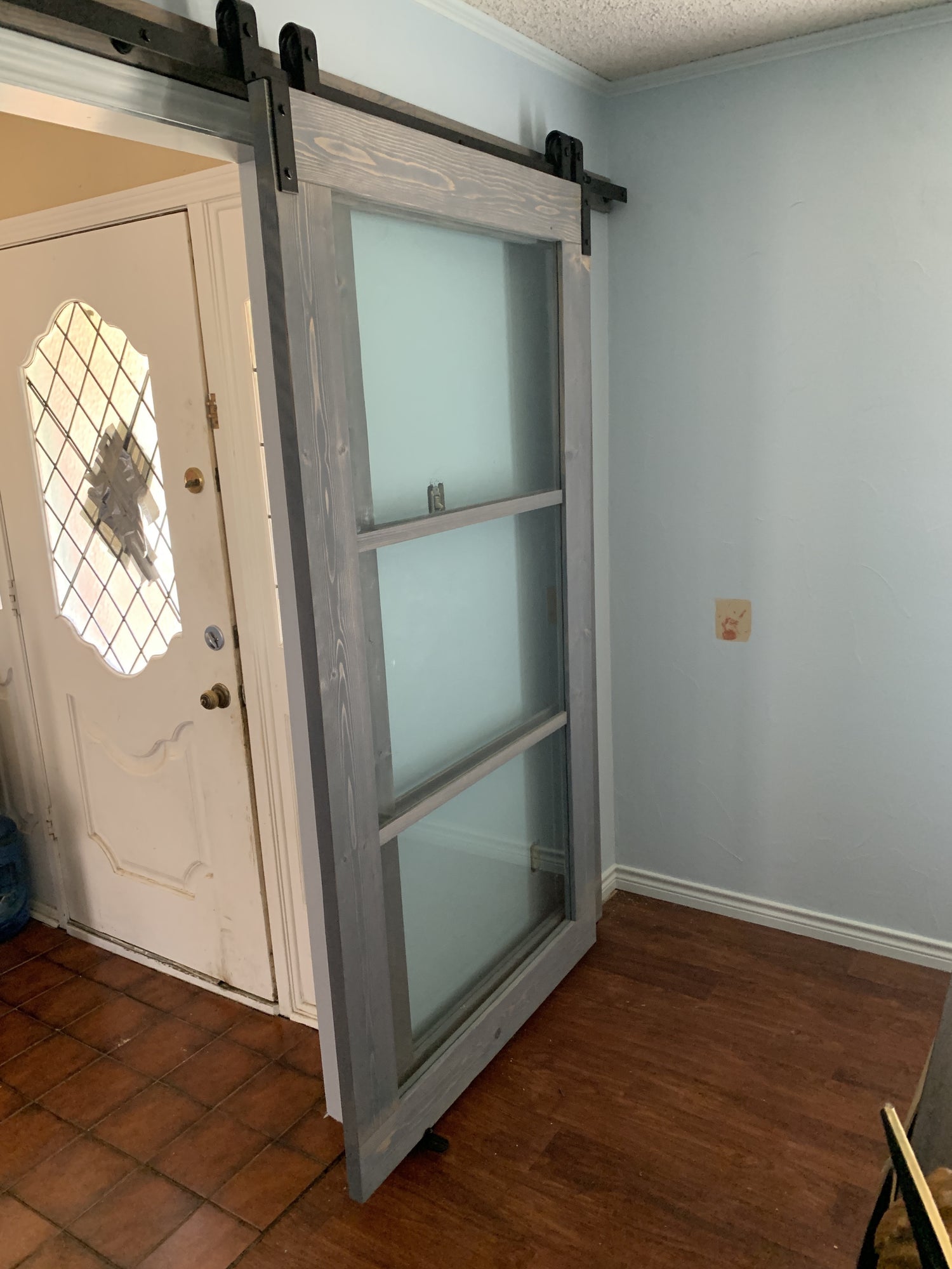 Rustic Sliding Barn Door with Glass Panels