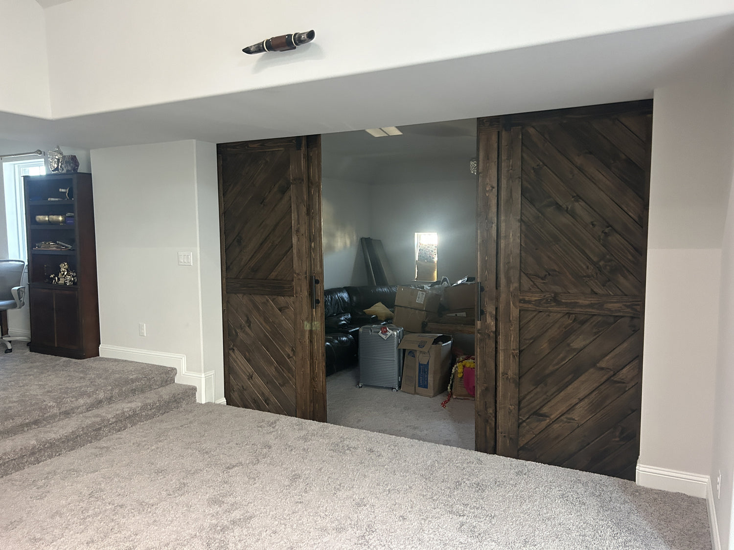 Chevron Pattern Rustic Barn Doors with Dark Finish
