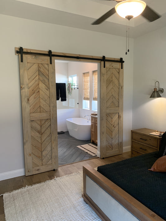 Chevron Barn Door with Black Hardware
