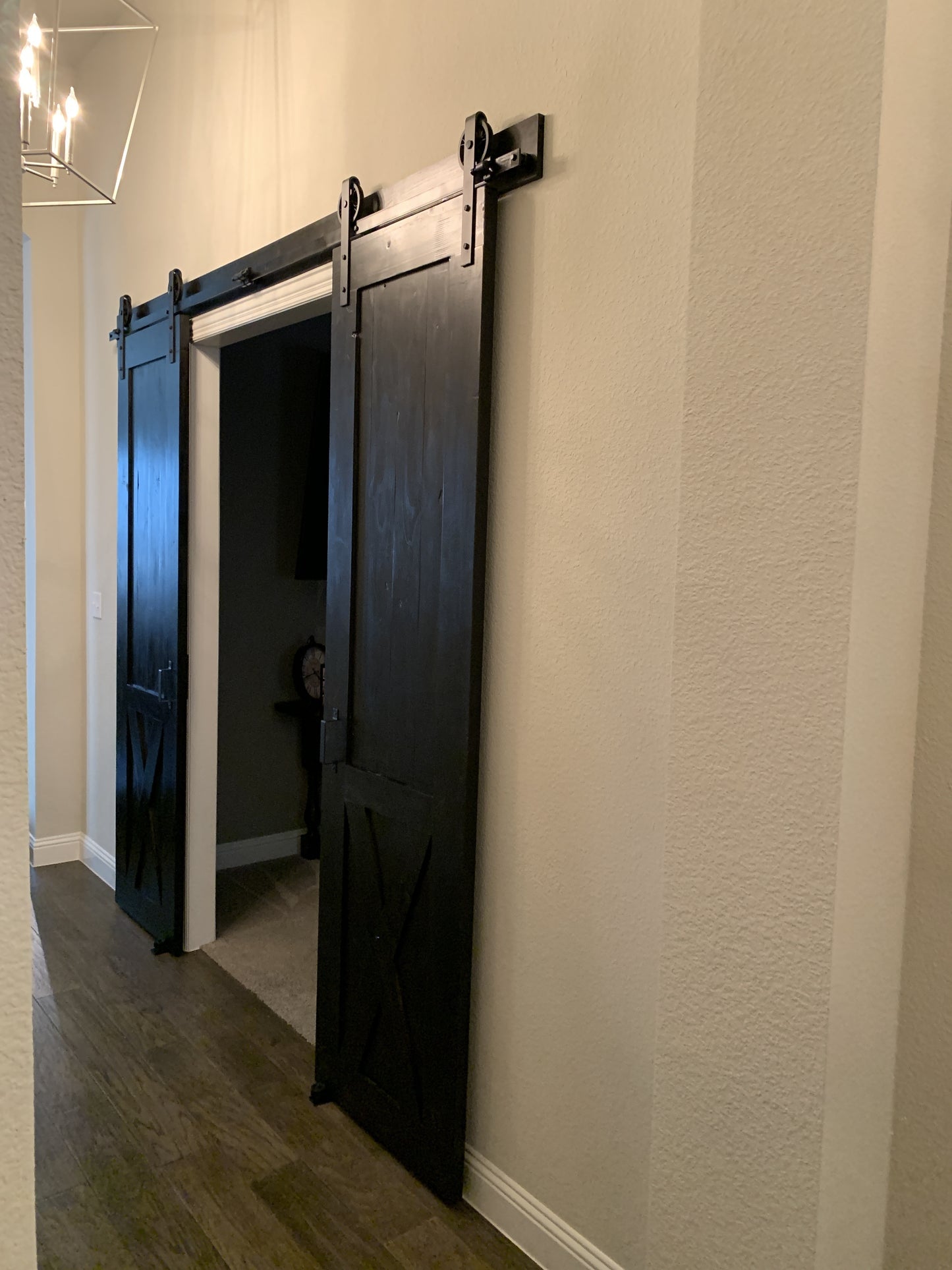 X-brace Double Barn Door with Black Finish