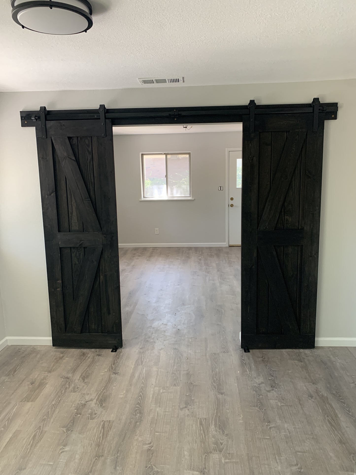 Modern Z-Brace Barn Door with Dark Wood Finish