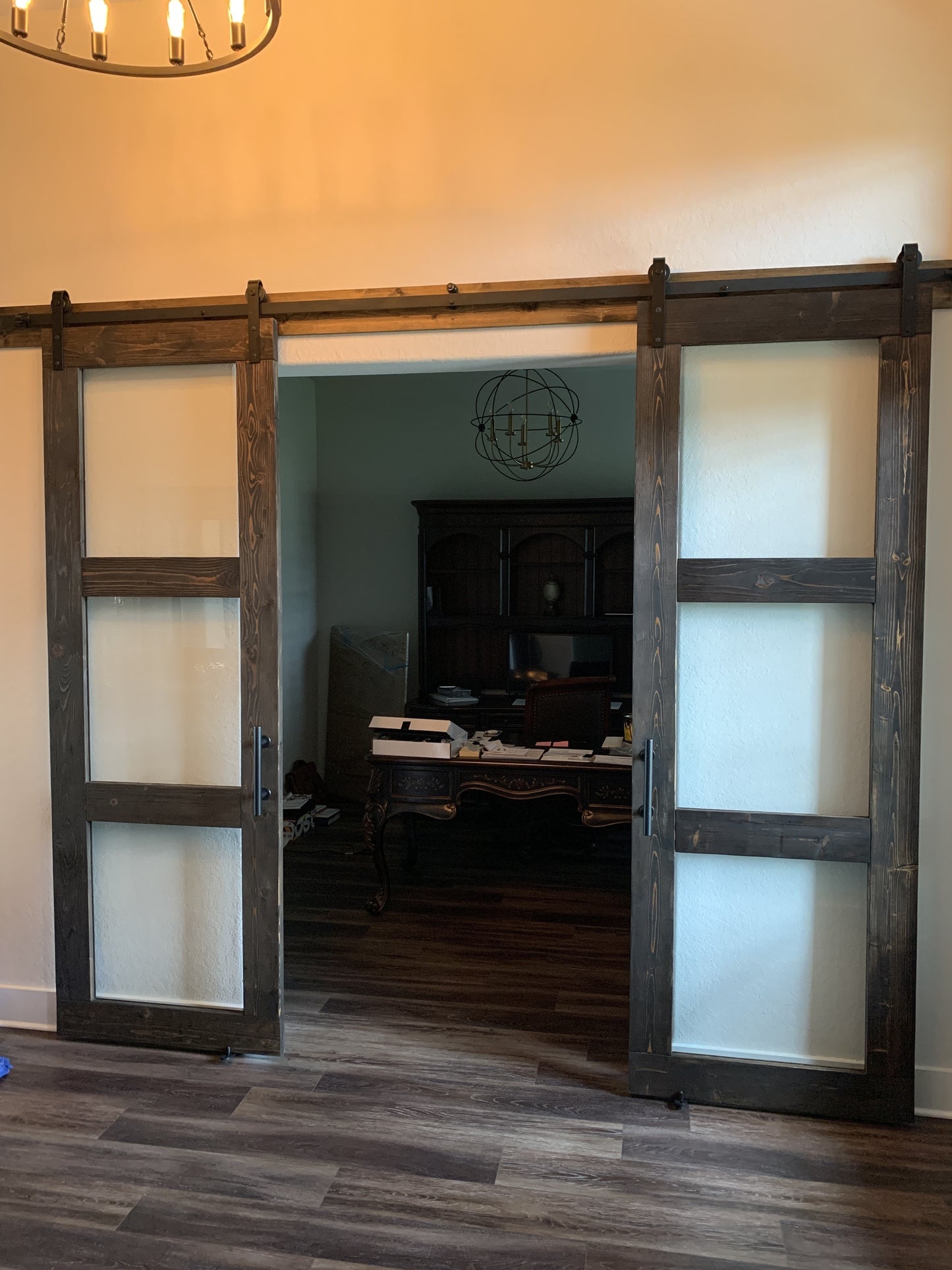 Rustic Barn Door with Glass Panels
