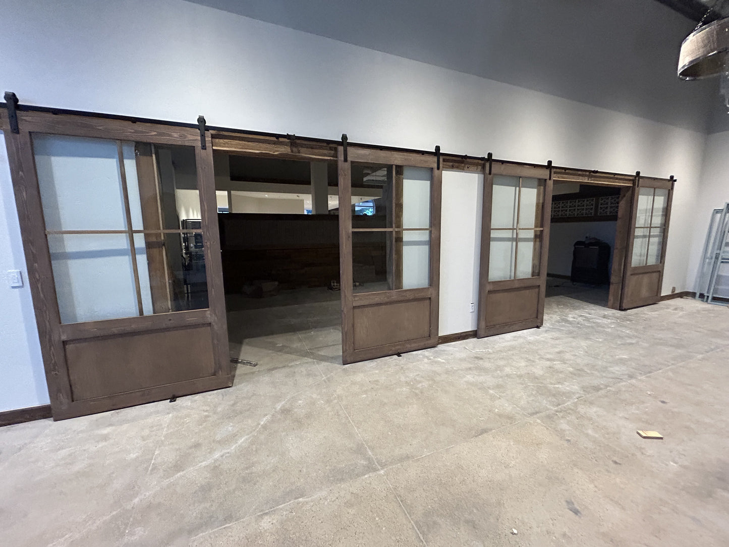 Rustic Sliding Barn Door with Window Panels
