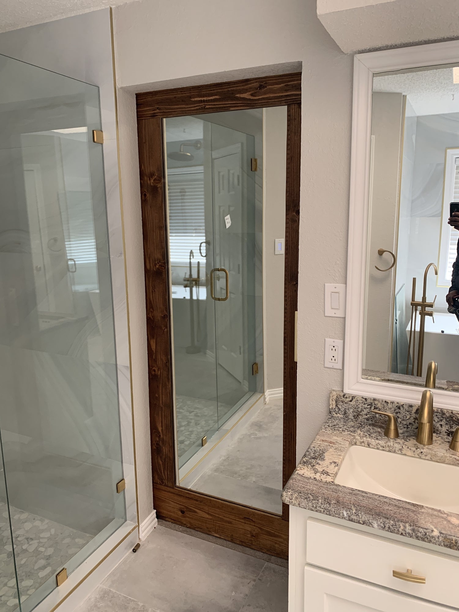 Rustic Full-Length Mirror with Glass Door System