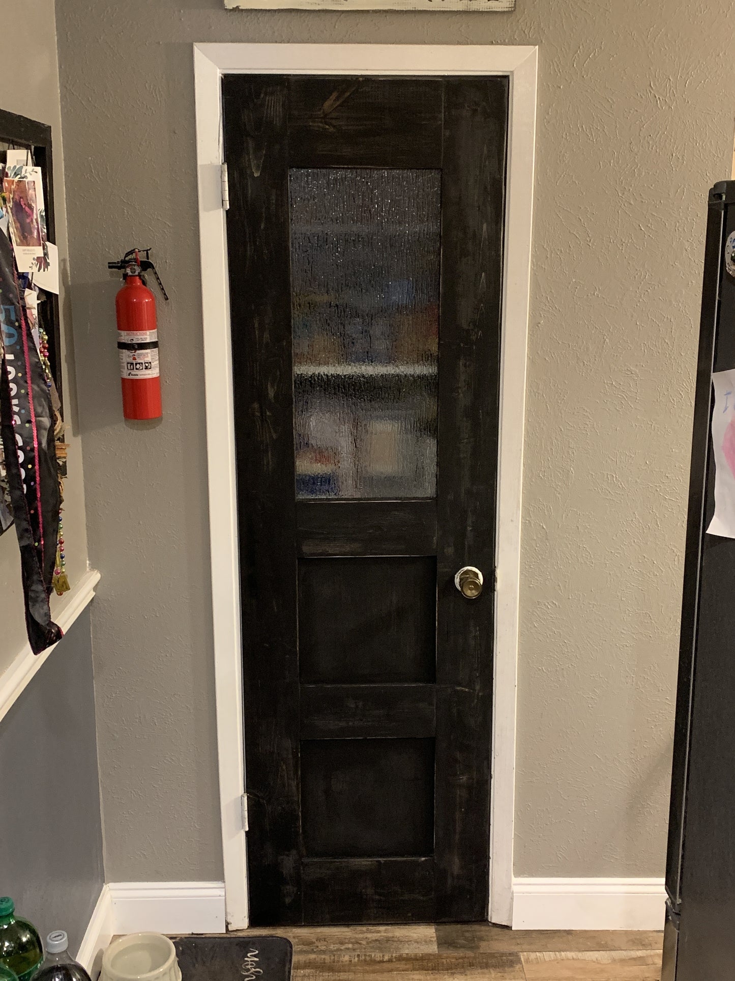 Dark Wood Door with Frosted Glass Panel