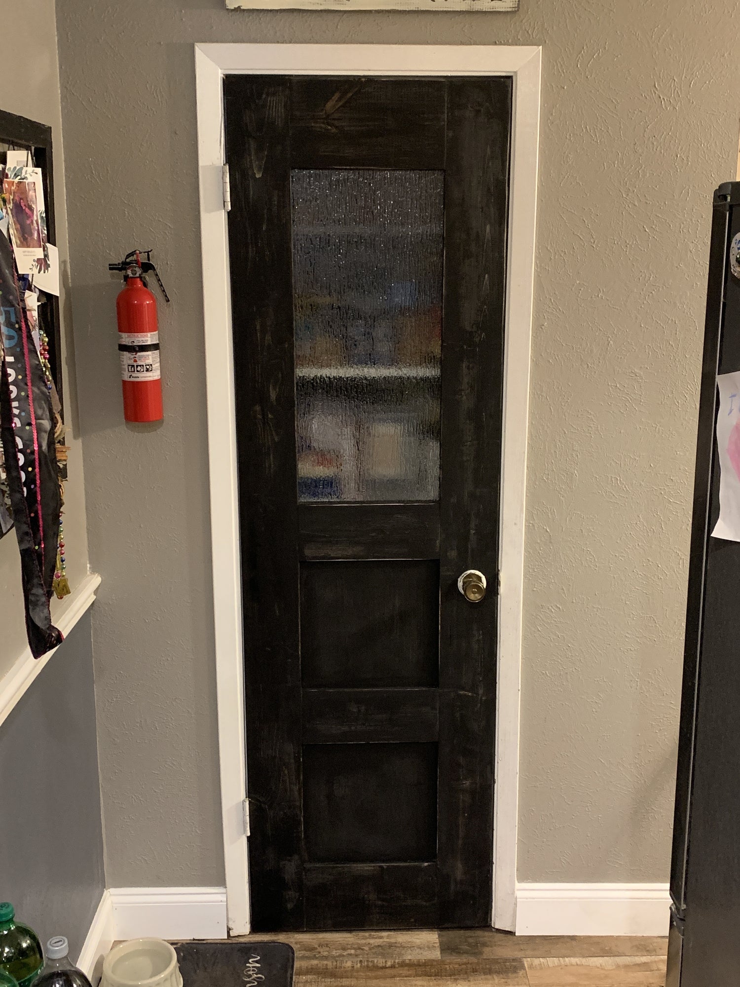 Dark Wood Door with Frosted Glass Panel