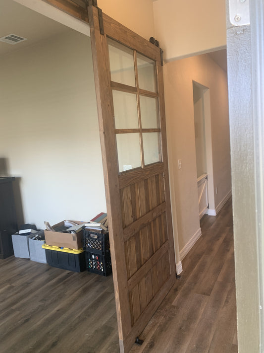 Rustic Barn Door with Glass Panels