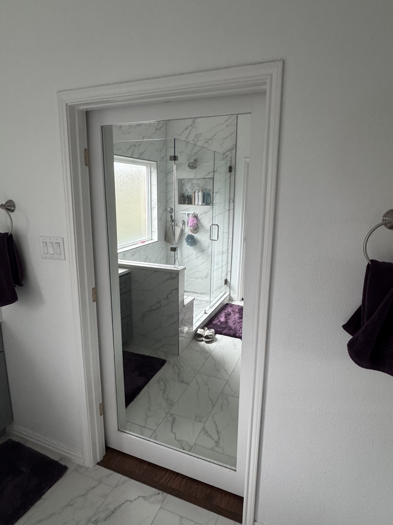 Full-Length Mirror Door with Elegant Marble Finish