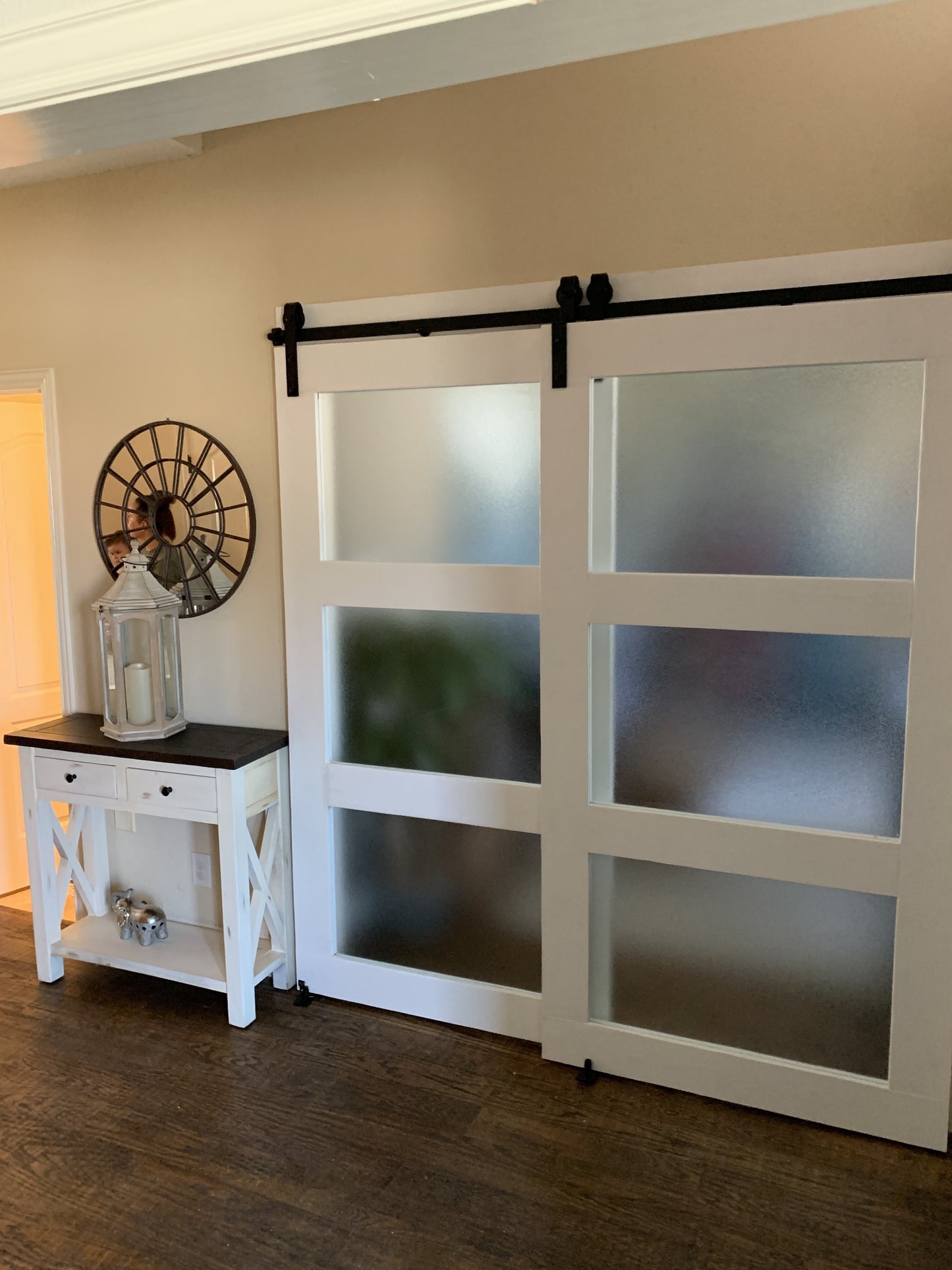 Frosted Glass Barn Door with Sliding Hardware