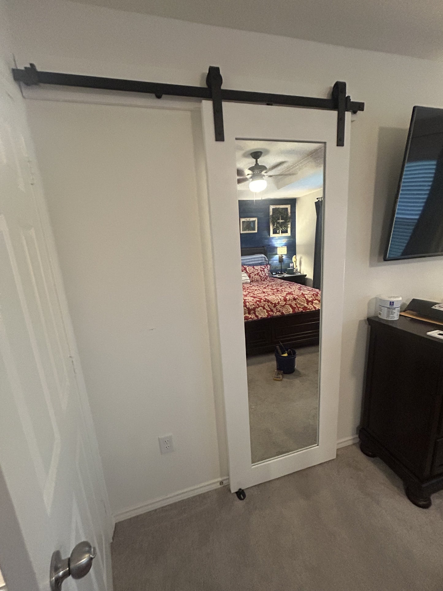 Modern Barn Door with Full-Length Mirror