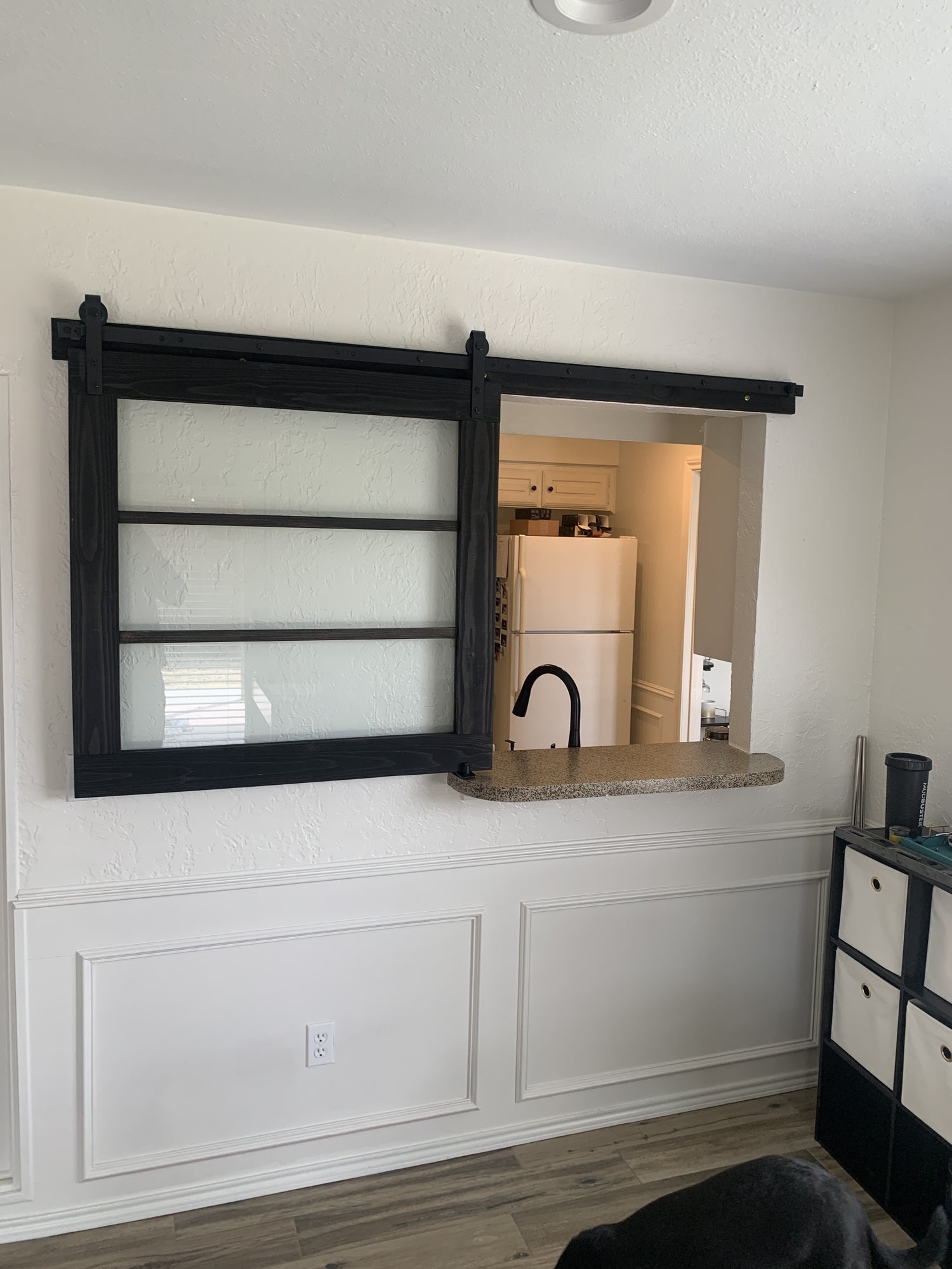 Sliding Barn Door with Horizontal Glass Slats
