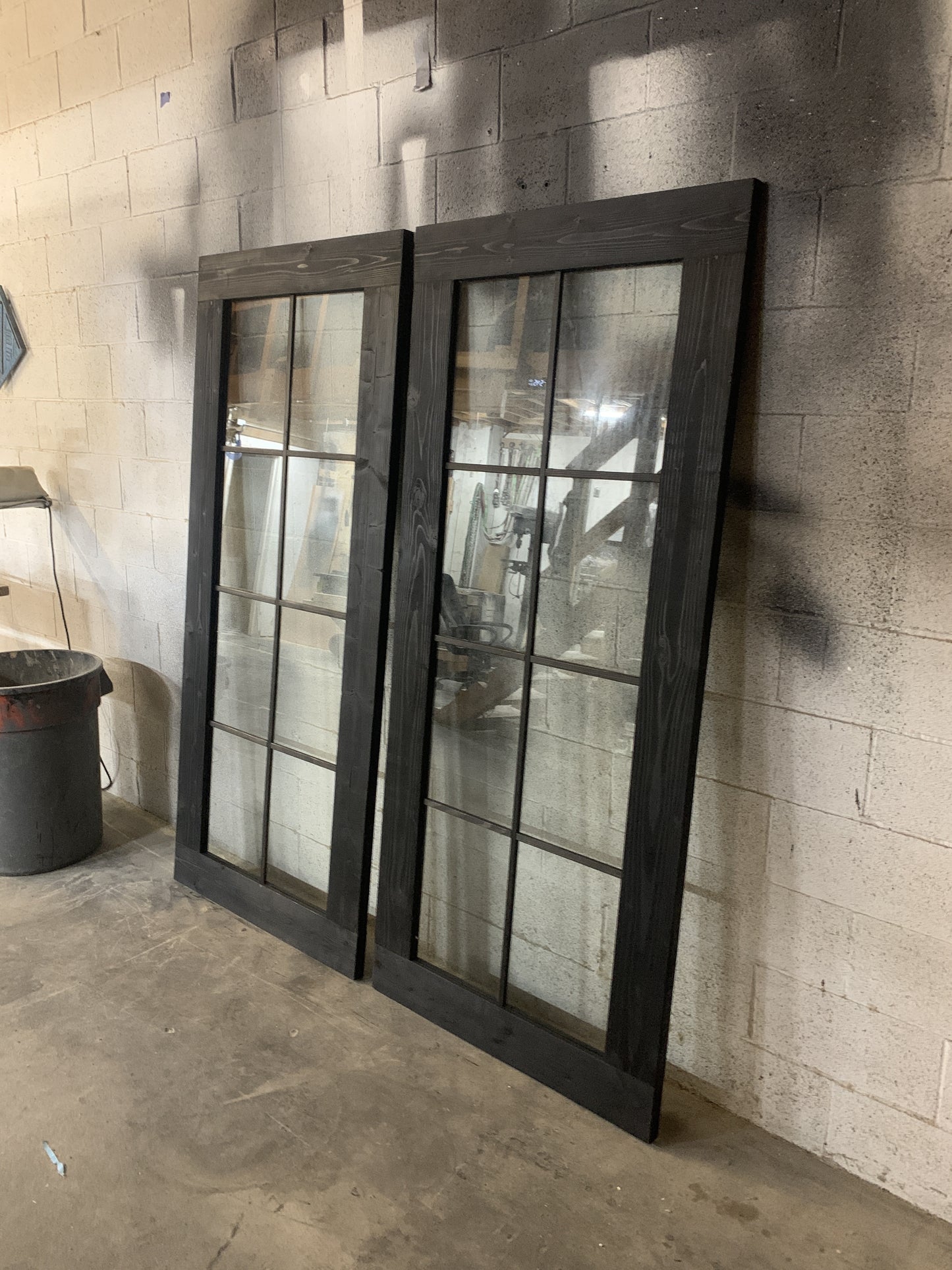 Classic Grid Pattern Barn Door with Dark Finish