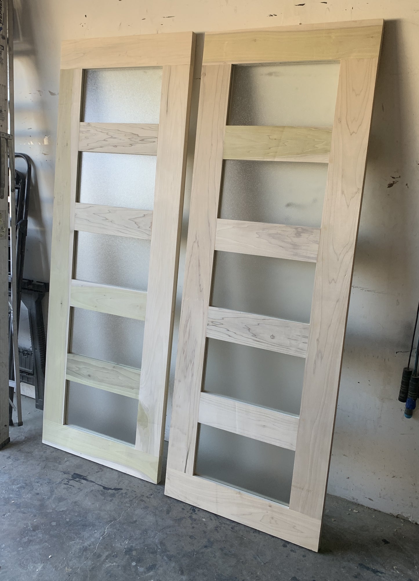 Horizontal Slat Frosted Glass Door