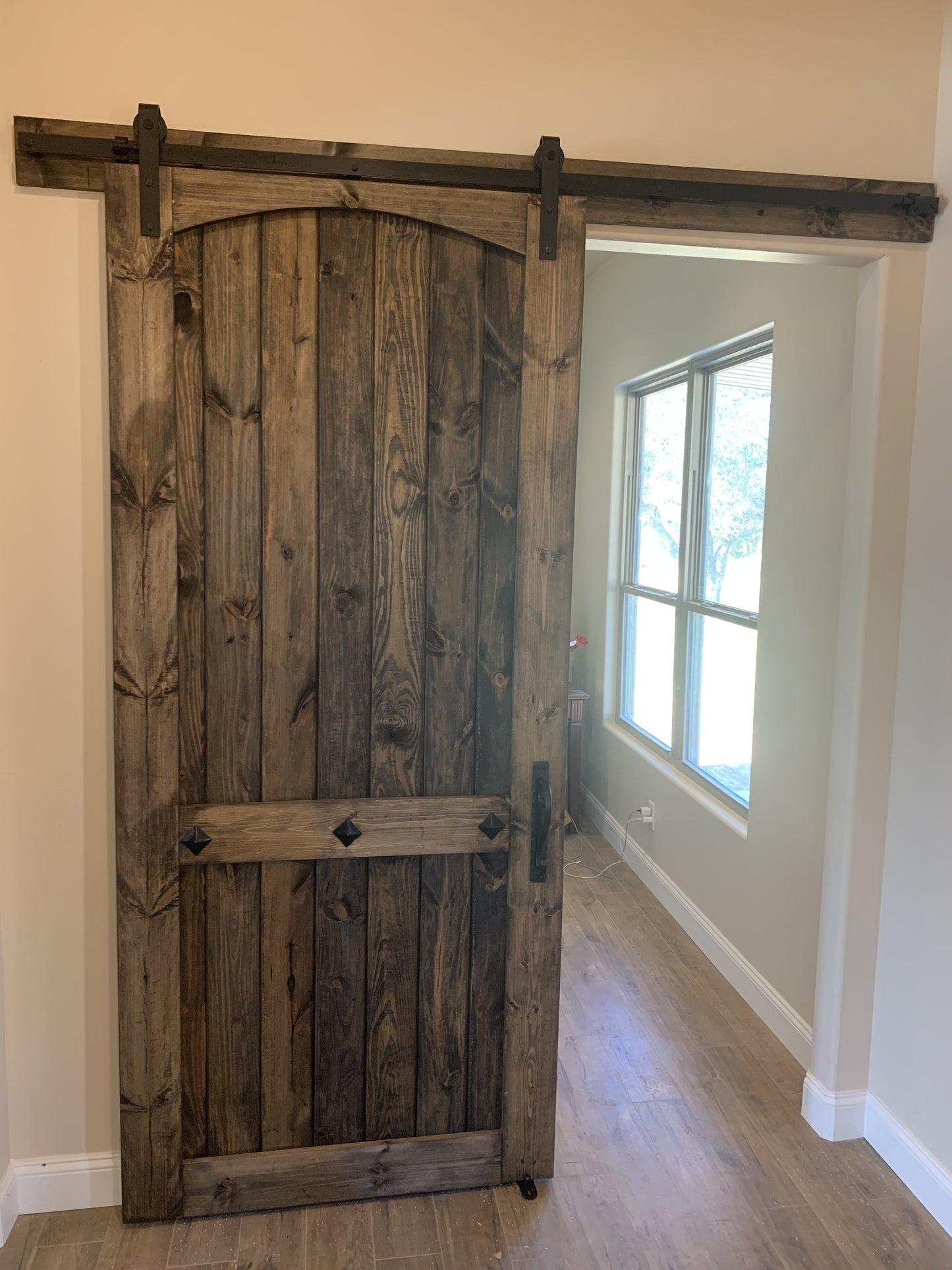 Arched Panel Barn Door with Rustic Finish