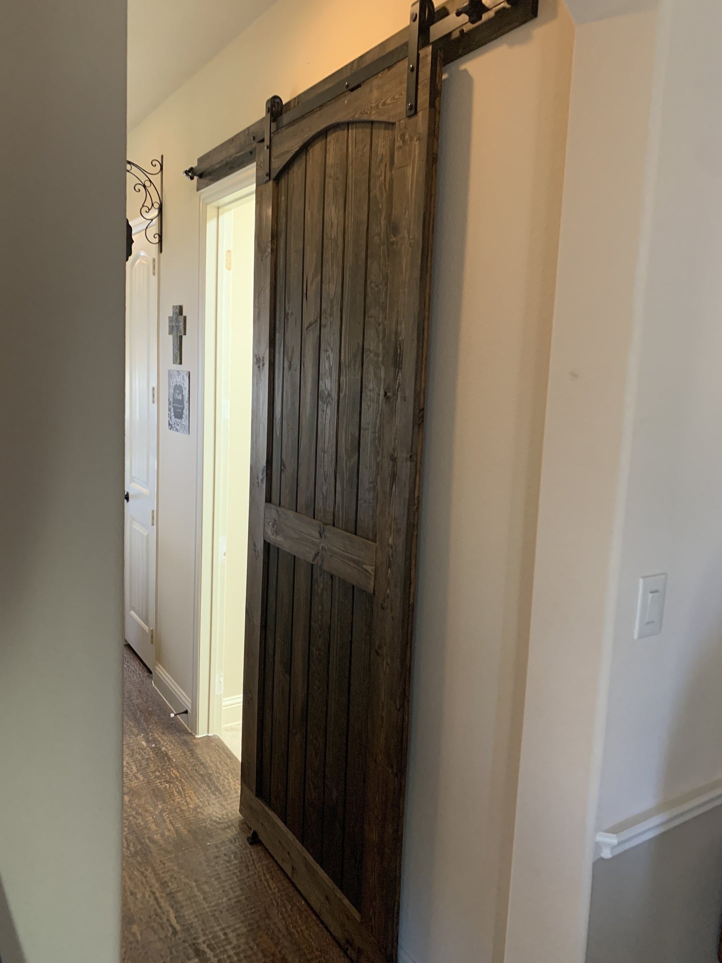 Rustic Wooden Barn Door with Arched Top Design