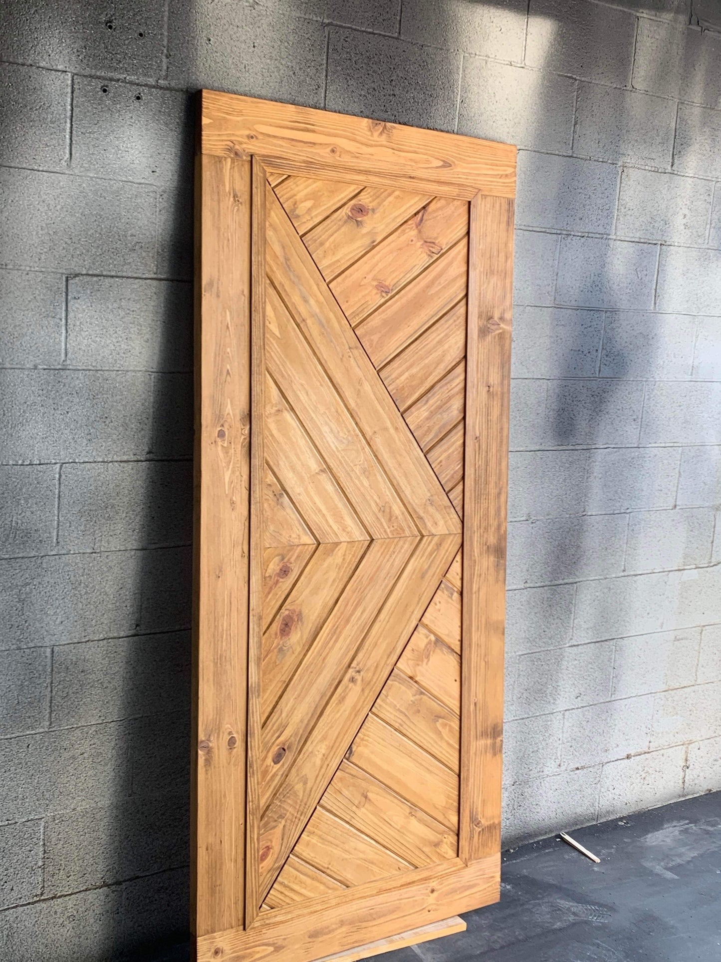 Chevron Pattern Barn Door with Natural Finish