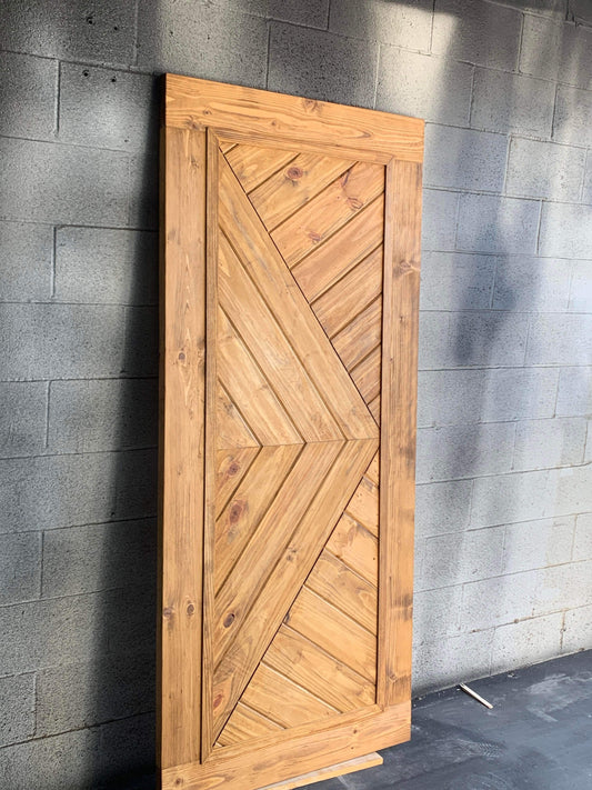 Chevron Pattern Barn Door with Natural Finish