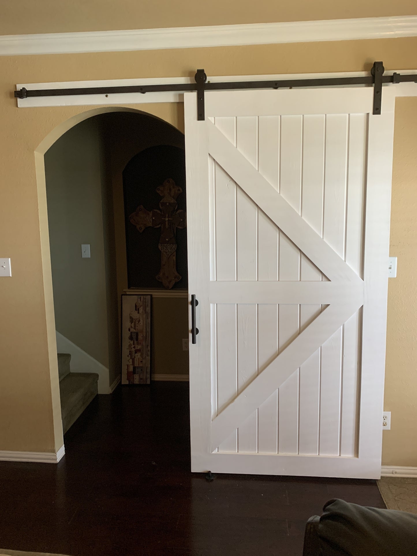 White Sliding Barn Door with X-Brace Design